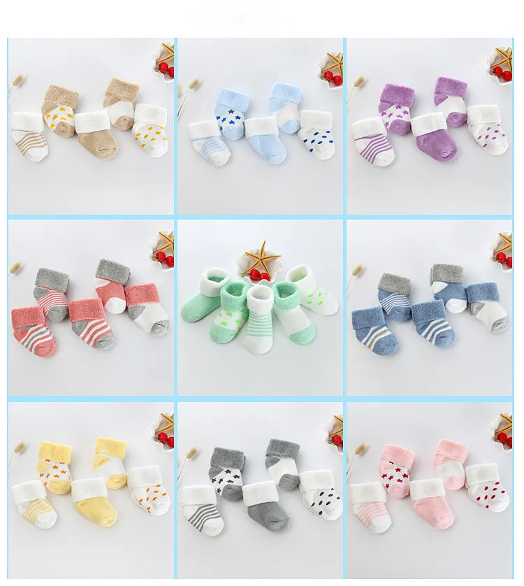 5 Pairs/lot 0 to 24M Newborn Baby's Terry Socks 2020 New Arrival Winter Warm Socks For Infants Girls Boys Thick Sock For Toddler - Image 5
