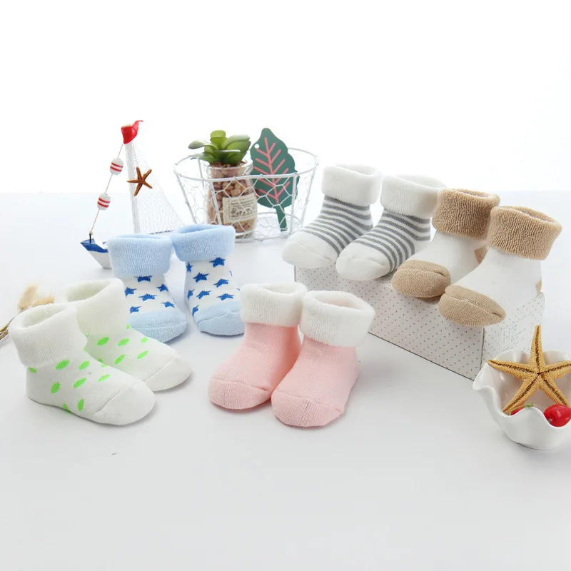 5 Pairs/lot 0 to 24M Newborn Baby's Terry Socks 2020 New Arrival Winter Warm Socks For Infants Girls Boys Thick Sock For Toddler - Image 2