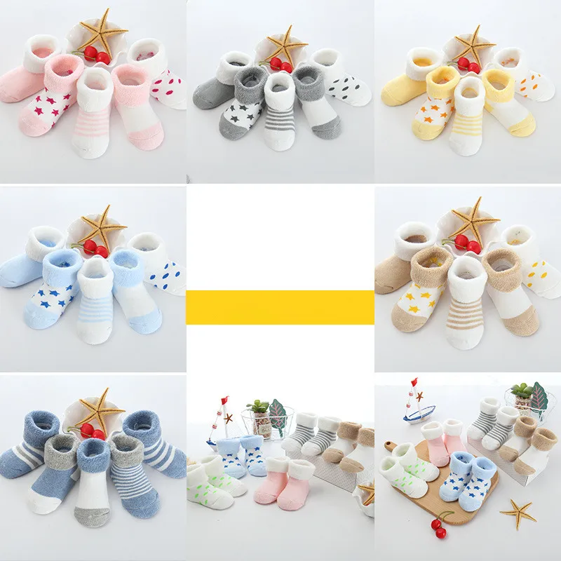 5 Pairs/lot 0 to 24M Newborn Baby's Terry Socks 2020 New Arrival Winter Warm Socks For Infants Girls Boys Thick Sock For Toddler - Image 3