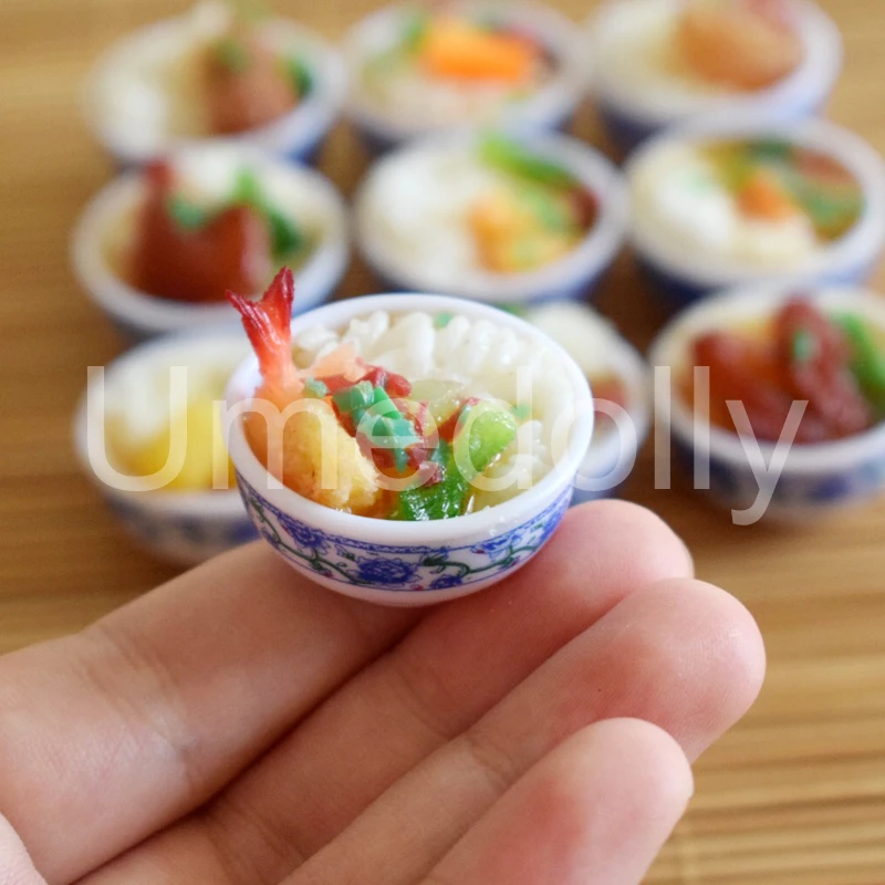 2PCS 1:6 Miniature Dollhouse Bowl Rice Mini Chinese Cuisine Pretend Food for 1/6 Blyth BJD Doll Kitchen Decor Accessories Toys - Image 2
