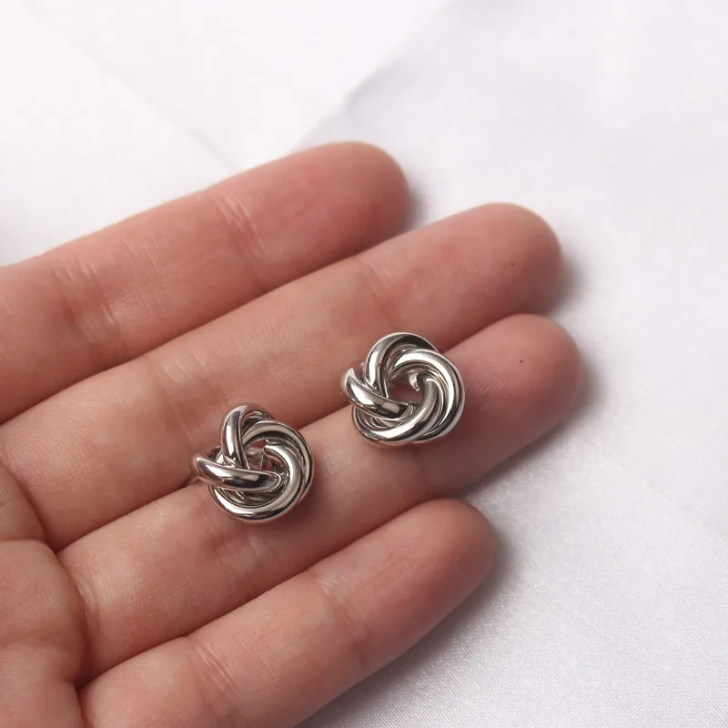 Tiny Metal Stud Earrings for Women Gold Color Twist Round Earrings Small Unusual Earrings boucles d'oreilles Fashion Jewelry - Image 6