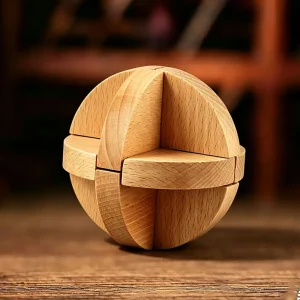 Classic Lu Ban Lock Wooden Brain Teaser Puzzles for Adults & Kids Easy IQ Test Mind Games Educational and Fun Gift Ideas