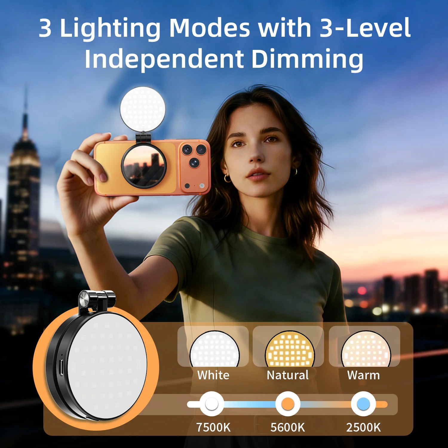 3 in 1 Magnetic Selfie Ring Light with Mirror LED Foldable Fill Light 360° Adjustable For iphone 17 16 Mobile Phone Photography - Image 2
