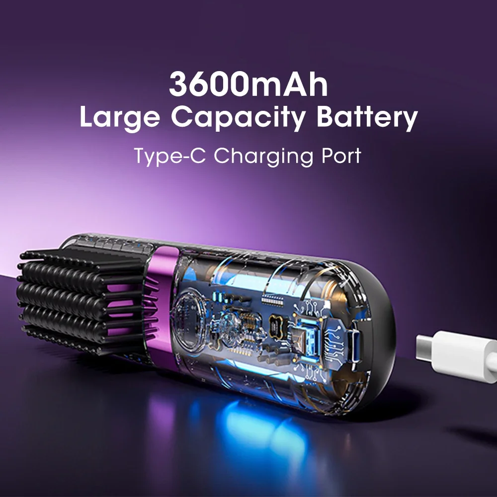Portable Hair Straightener Brush 4 Temp Setting Cordless Straightening Comb LED Display Ceramic Coating Ionic Technology USB - Image 6