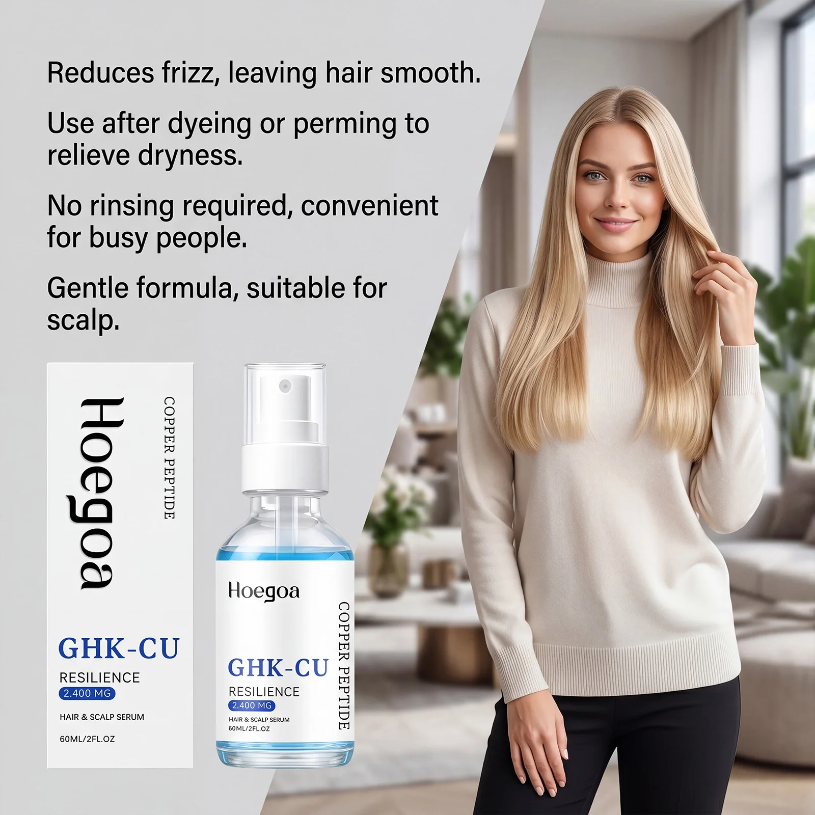 Ghk-Cu Copper Peptide Hair Serum For Hair Growth Strengthening Root Scalp Moisturizer Thicker Fuller Hair Anti Hair Loss Serum - Image 6