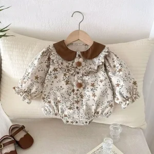 Retro Floral Baby Girl Bodysuit