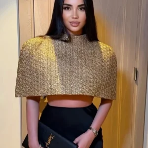 Women's Gold Sparkle Capelet Top