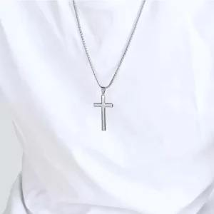 Hot Selling Fashion Simple Cross Pendant Necklace Link Chain for Women Men Boys Girls Punk Hip Hop Cool Jewelry Gift