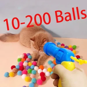 Cat Toy Ball Interactive Launch Training Toy For Pet Puppy Dog Kitten Creative Mini Shooting Gun Games Stretch Plush Ball Toys
