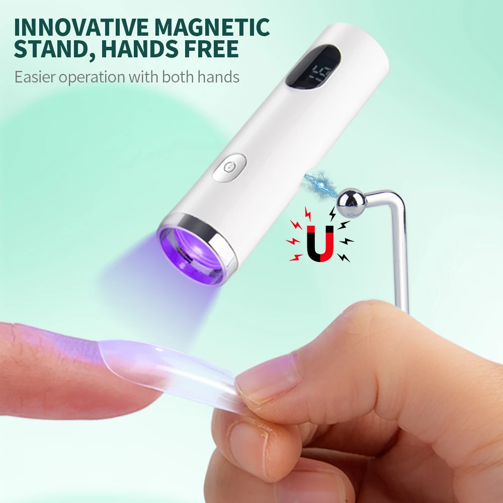 Nailpop Mini UV Nail Lamp for Polygel Nails Battery-Powered with Silicone Stamper Portable Handheld Curing Glue Gel Nail Dryer - Image 4