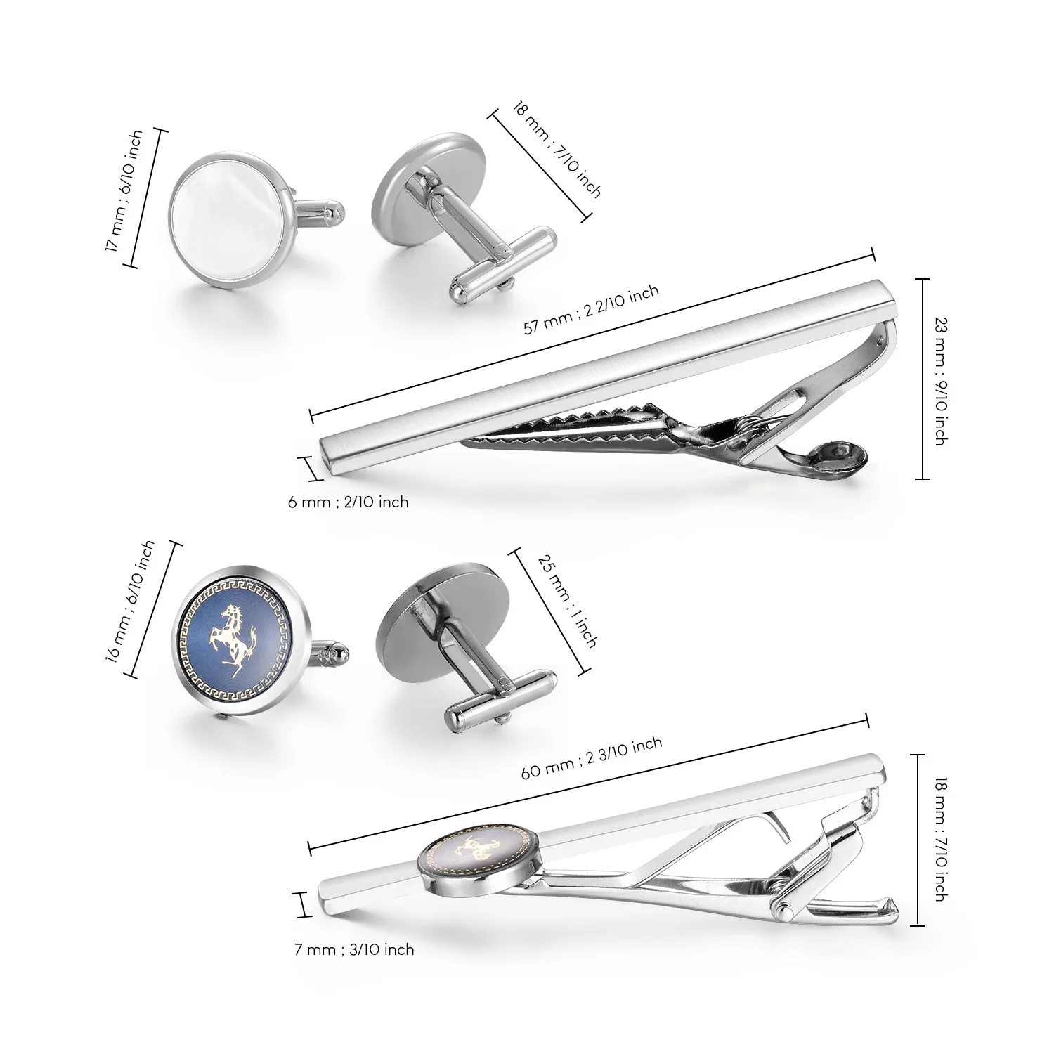 4 Sets Tie Clips & Cufflinks Set With Box Wedding Guests Gift Man Shirt Cufflink Pisa Ties For Men Luxury Men's Gift For Husband - Image 3