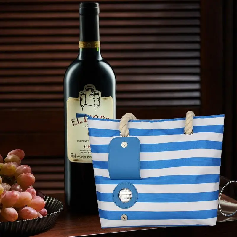 Wine Bag With Hidden Insulated Compartment Fashionable Casual Beach Tote Handbag For Women Outdoor Beaches - Image 5