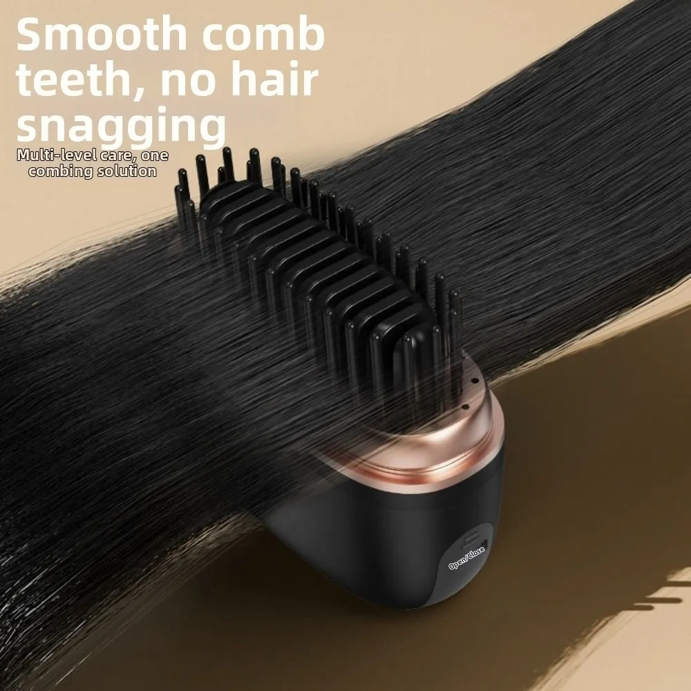 2 in 1 Mini Hair Straightener Portable Rechargeable Cordless Hair Straightener Comb Anti-Scald Shell Hair Styling Brush Hot Comb - Image 3