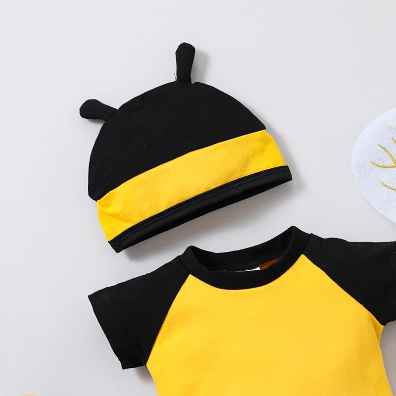 Newborn Infant Baby Bee Costume, Short Sleeve Honeybee Romper + Hat + Wings + Socks Set 0-12M - Image 5