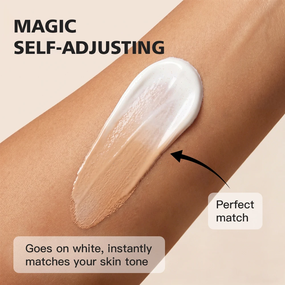 Color Changing Foundation Auto Skin Tone Matching 12H Long Lasting Light Medium Coverage Natural Dewy Face Makeup - Image 5