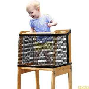 Adjustable Nylon Baby Safety Netting Guard Kitchen Helper Towers Net for Kids Kitchen Play Step Tool Toddlers Tower Net