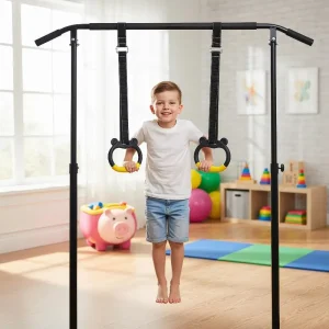 Kids Indoor Pull-Up Bar & Gym Rings Set