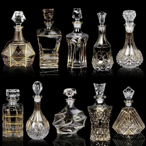 200ml/900ml Crystal Glass Red Wine Decanter Foreign Wine jug Drawing Gold line Whisky Bottle liquor Dispenser wine jug N7C3P4