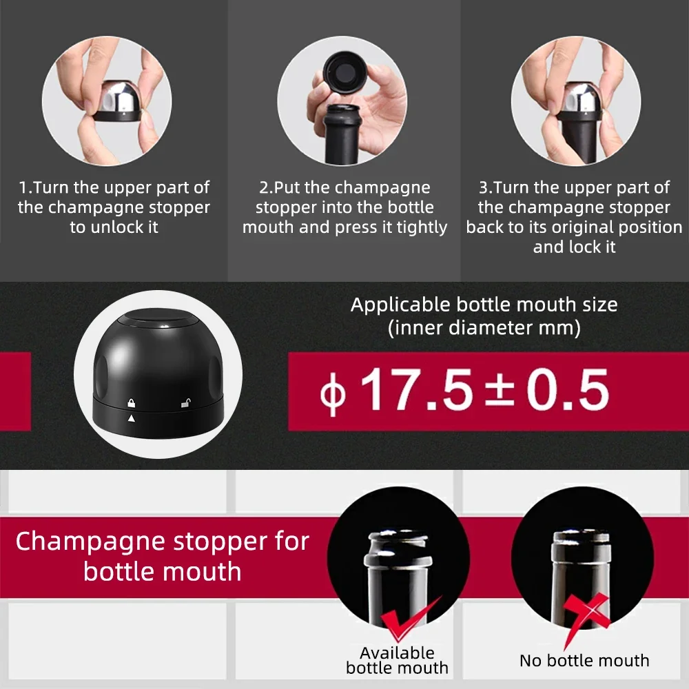 Vacuum Red Wine Bottle Cap Stopper Silicone Sealed Champagne Bottle Stopper Reusable Retain Freshness Wine Plug Bar Party Tools - Image 5