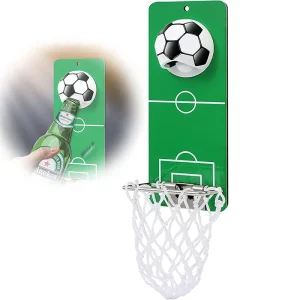 LMETJMA Magnetic Soccer Bottle Opener Cool Bottle Opener Wall Mounted Beer Bottle Opener With Cap Catcher Collector JT83