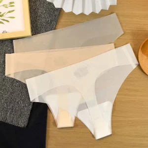 Transparent Women's Summer Ice Silk Panties Traceless Yoga Fitness Ice Silk Seamless Briefs Thong Low Waist Breathable Daily