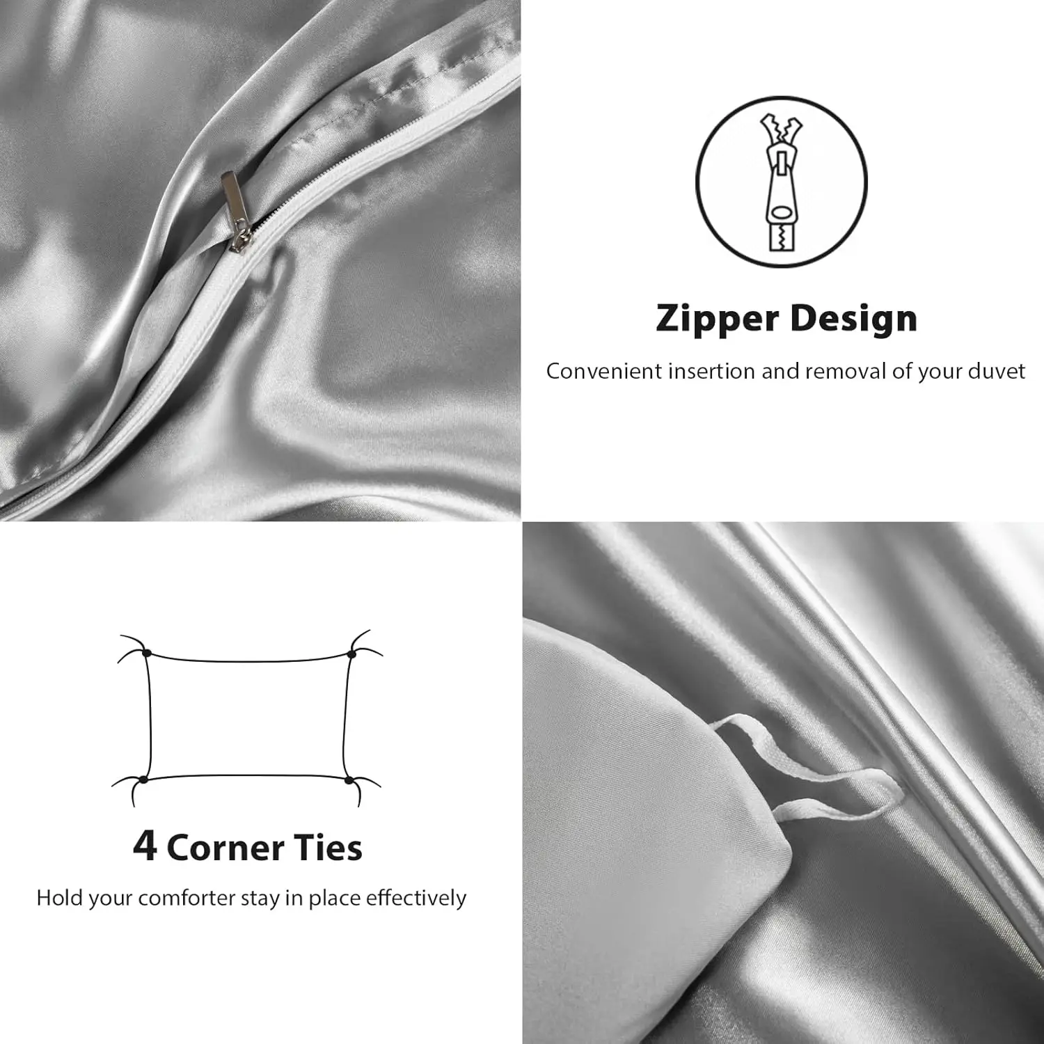 Premium Silk Bedding Set Solid Color Satin Duvet Cover Set Soft Bed Sheet Pillowcases For Bedroom All Sizes King Queen Full Twin - Image 5