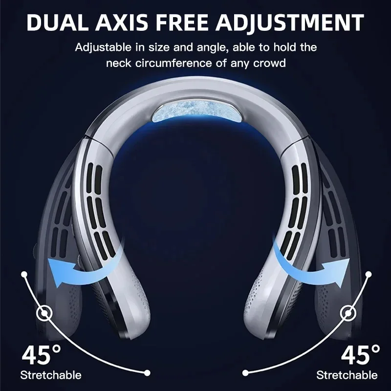 8000mAh USB Hanging Neck Fan Portable Bladeless Mini Rechargeable Mute LED Digital Display Electric Air Cooler Handheld - Image 3
