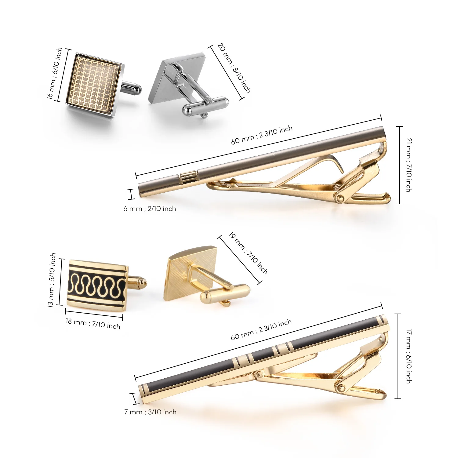 4 Sets Tie Clips & Cufflinks Set With Box Wedding Guests Gift Man Shirt Cufflink Pisa Ties For Men Luxury Men's Gift For Husband - Image 4