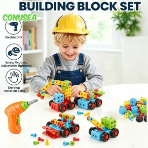 Children Toys Career Role Play Toys Toolbox Screw Electric Drill Building Block Disassembly Educational Toys Kids Work Tools Boy