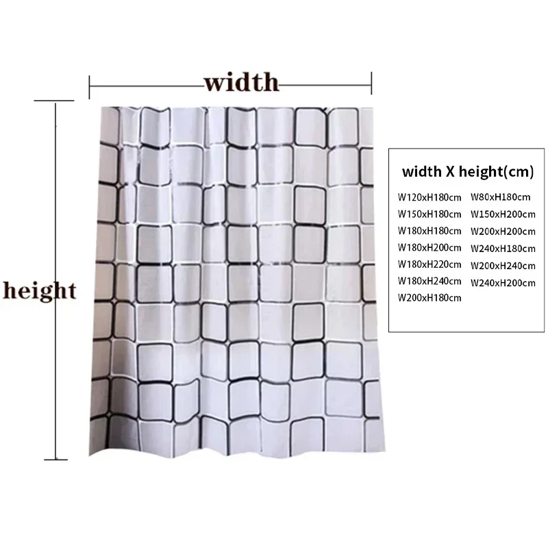 Bathroom Shower Curtains with Hooks Waterproof and Mildew Proof Durable Bathroom Screens PE EVA Self-crop Fabric Shower Curtains - Image 6