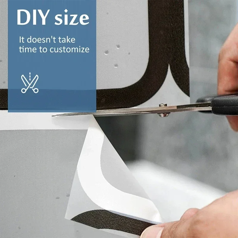 Bathroom Shower Curtains with Hooks Waterproof and Mildew Proof Durable Bathroom Screens PE EVA Self-crop Fabric Shower Curtains - Image 4