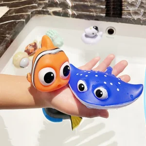 Soft Rubber Baby Bath Toys Toddler Water Spraying Squeeze-sounding Dabbling Toys Kid Floating Animals Fish Bathtub Pool Toy Gift